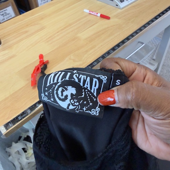 Killstar Women Shes Stardust Lace‎ Mini Dress Small Black Goth Grunge Witchy - Picture 11 of 13